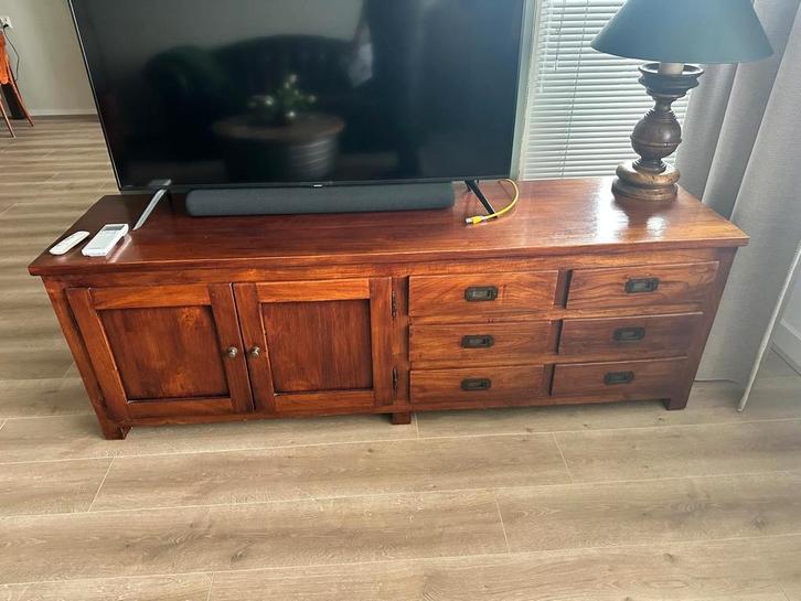 Mooi houten TV meubel - 181cm breed, Huis en Inrichting, Kasten | Televisiemeubels, Zo goed als nieuw, Minder dan 100 cm, 150 tot 200 cm