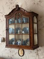 Antieke Houten Vitrinekast met Glas, Ophalen, Gebruikt, 100 tot 150 cm, Eikenhout