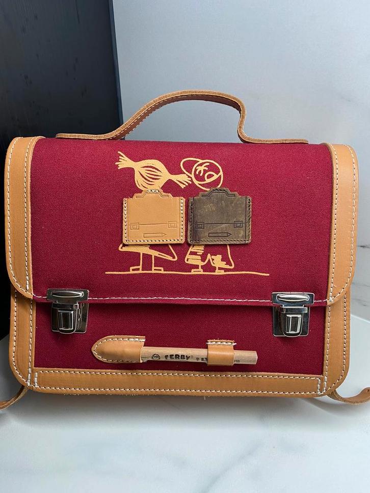 Ruitertassen lederen kleuter boekentas, Sieraden, Tassen en Uiterlijk, Tassen | Schooltassen, Nieuw, Aktetas of Boekentas, Bruin