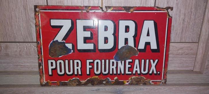 Prachtig oud emaillebord Zebra, Antiek en Kunst, Antiek | Emaille, Ophalen of Verzenden