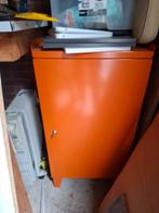 Retro oranje metalen kastje 100x51x51 cm met lade en plankje, Huis en Inrichting, Kasten | Overige, Ophalen, Gebruikt