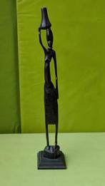 Houten Afrikaans Beeldje Vrouw met Kruik 37 cm, Antiek en Kunst, Ophalen of Verzenden