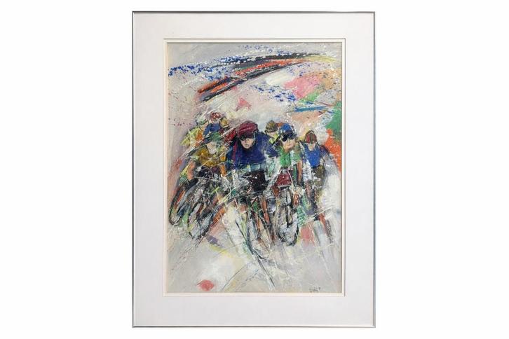 Robert Roag - Wielrenners, Antiek en Kunst, Kunst | Schilderijen | Klassiek, Ophalen