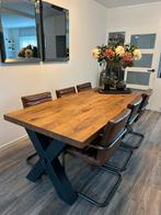 Robuuste eettafel 6 stoelen Lifestyle, Ophalen, Gebruikt, 100 tot 150 cm, Eikenhout