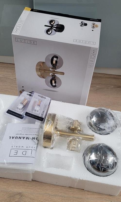Lucide Tycho wandlamp goudkleurig incl. 2 lichtbronnen, Huis en Inrichting, Lampen | Wandlampen, Nieuw, Ophalen of Verzenden