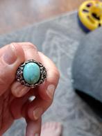 Grote echt zilveren ring met grotere steen turquoise, Sieraden, Tassen en Uiterlijk, Ringen, Ophalen of Verzenden, Zilver, Zilver