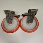 Zwenkwielen set van 2  RVS doorsnee wiel 200 mm, Ophalen of Verzenden, Gebruikt