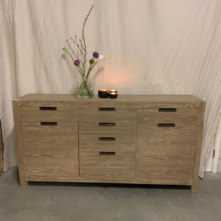 Dressoir - teak - 6 lades en 2 deuren - TTM Wonen, Huis en Inrichting, Kasten | Dressoirs, Nieuw, 150 tot 200 cm, 25 tot 50 cm