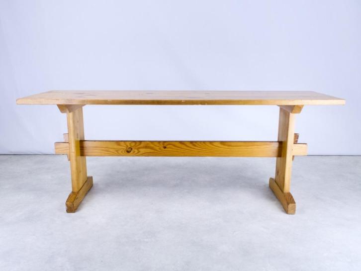 bankje plantentafel bijzettafel vurenhout 120 cm 70s 80s, Huis en Inrichting, Overige Huis en Inrichting, Gebruikt, Ophalen