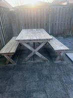 Robuuste hardhouten picknick tafel, Tuin en Terras, Picknicktafels, Ophalen, Gebruikt, Rechthoekig, Hout