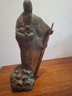 Bronzen beeld van een herder met schaap, Ophalen of Verzenden