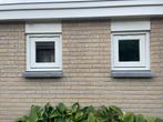 2 hardhouten raampjes met dubbelglas zonder kozijn., Doe-het-zelf en Verbouw, Glas en Ramen, Ophalen, Gevelraam of Ruit, Minder dan 80 cm