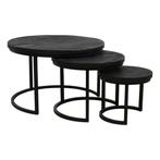 Salontafel set 3 delig  Quin - Zwart, Rond, Nieuw, Minder dan 50 cm, 50 tot 100 cm