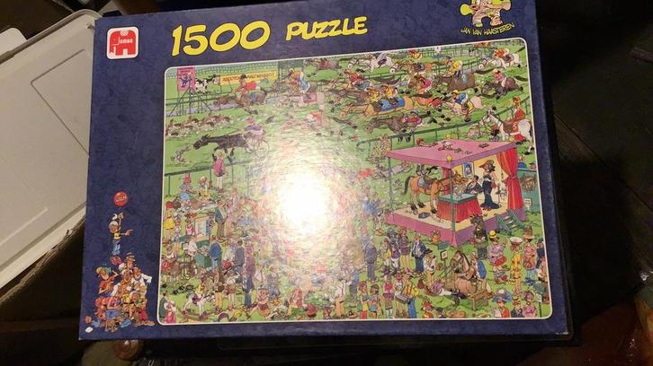 Jan van Haasteren - De Renbaan - 1500 stukjes, Hobby en Vrije tijd, Denksport en Puzzels, Zo goed als nieuw, Legpuzzel, 500 t/m 1500 stukjes