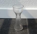 Glazen bollenvaasje vaasje glas vaas bladerdecor, Gebruikt, Overige kleuren, Ophalen of Verzenden, Glas