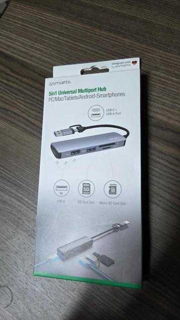 4smarts Universele 5-in-1 Multiport USB-C Hub NIEUW beschikbaar voor biedingen