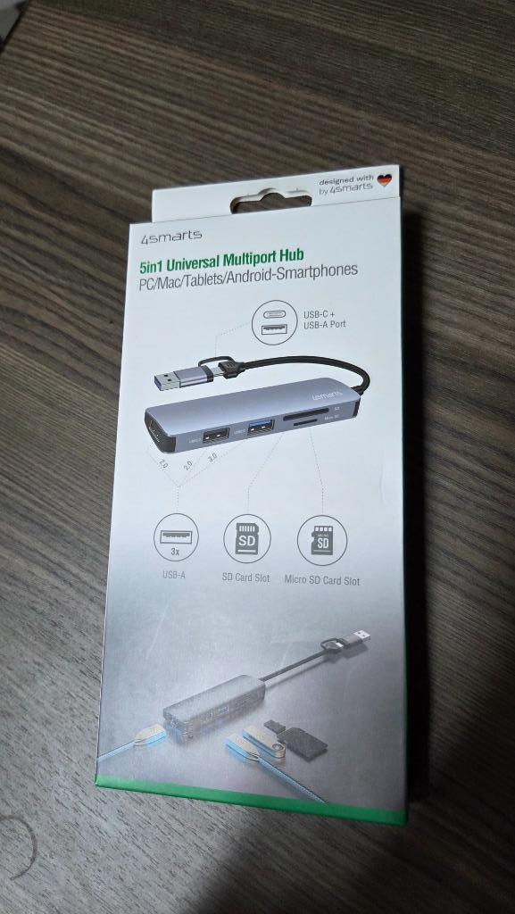 4smarts Universele 5-in-1 Multiport USB-C Hub NIEUW, Computers en Software, USB Sticks, Nieuw, 2 TB of meer, Ophalen of Verzenden
