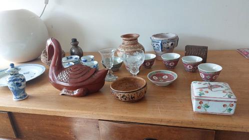 Antiek aardewerk, porselein vaasje vijzel kop schotel, Antiek en Kunst, Antiek | Keramiek en Aardewerk, Ophalen of Verzenden