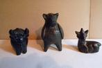 Zwarte aardewerk diertjes, Peru, de jaren '60, 3 st, Ophalen of Verzenden