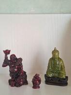 3x Buddha figuren/ o.a. Buddha in meditatie (jade?), Ophalen of Verzenden