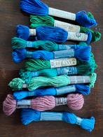 Restant 11 borduurgaren / haken breien katoen groen en blauw, Ophalen of Verzenden, Zo goed als nieuw, Handborduren, Borduurgaren of Zijde