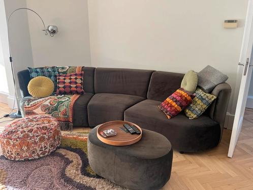 Sissy boy halfronde bank modules  met poef huntergreen, Huis en Inrichting, Banken | Complete zithoeken, Zo goed als nieuw, Stof