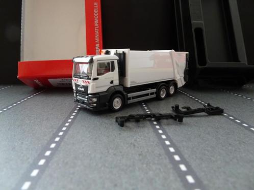 680 herpa 319010 man tgs nn faun vuilniswagen wit 1:87 truck, Hobby en Vrije tijd, Modelauto's | 1:87, Nieuw, Bus of Vrachtwagen