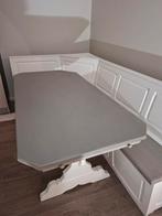 Duitse / Oostenrijkse eethoek van massief hout (grijs/wit), Ophalen, Duits / Oostenrijks / Tirol, Gebruikt, 100 tot 150 cm