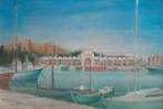 Schilderij Mandraki Rhodos Griekenland met lijst, Antiek en Kunst, Kunst | Schilderijen | Klassiek, Ophalen