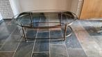 Ovale Salontafel Messing & Glas, Huis en Inrichting, Tafels | Salontafels, Ophalen, 100 tot 150 cm, Vintage, 50 tot 100 cm