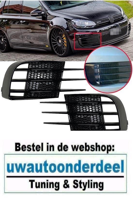 Glans Zwarte Mistlamp Grill Bumper Geschikt Voor VW Golf 6 G, Auto diversen, Tuning en Styling, Ophalen of Verzenden