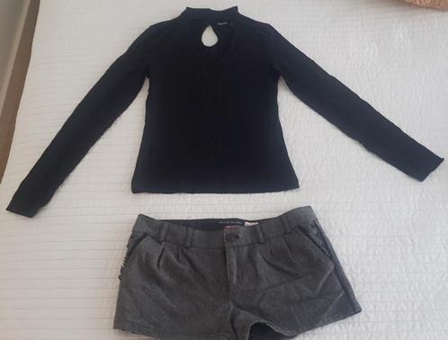 Bershka setje grijs korte broek maat s blouse zwart broeken, Kleding | Dames, Broeken en Pantalons, Zo goed als nieuw, Maat 36 (S)