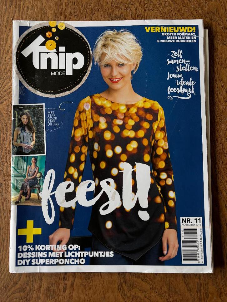 Knip Mode november 2015 Feest, Hobby en Vrije tijd, Kledingpatronen, Zo goed als nieuw, Overige typen, Vrouw, Knipmode, Ophalen of Verzenden