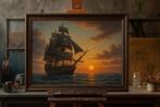 Piratenschip bij zonsondergang - op aanvraag, Ophalen of Verzenden