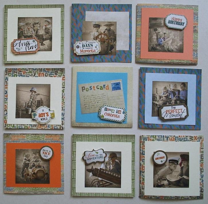 Set van 9x zelfgemaakte wenskaarten - "straatjochies", Hobby en Vrije tijd, Kaarten | Zelfgemaakt, Nieuw, Kind, Verzenden