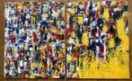 Abstract, compositie, schilderij, Karl J, kleurrijk, vintage, Ophalen of Verzenden
