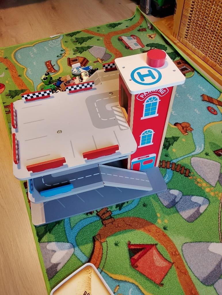 Houten parkeergarage, Kinderen en Baby's, Speelgoed | Houten speelgoed, Ophalen, Gebruikt
