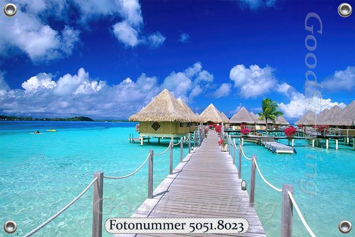 Tuinposter-Schuttingposter Pier in Zee Malediven 120x80 cm, Tuin en Terras, Tuinwanddecoratie, Nieuw, Verzenden