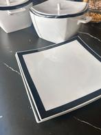 Porseleinen bordenset wit/zwart, Huis en Inrichting, Keuken | Servies, Ophalen of Verzenden, Zo goed als nieuw, Bord(en), Effen