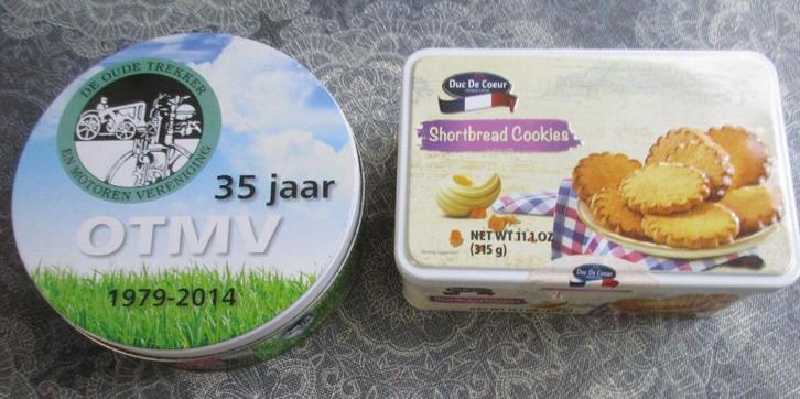 2 leuke blikken... koekblik Lidl / 35 jaar OMTV à 1,50 pst, Verzamelen, Blikken, Overige, Ophalen of Verzenden