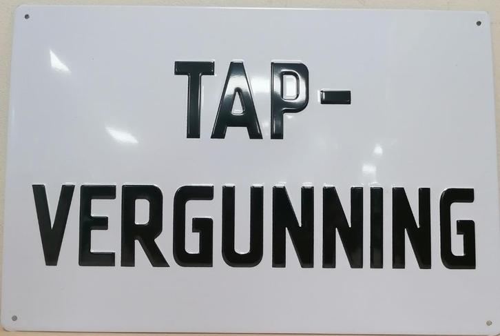 Tap Vergunning relief reclamebord van metaal wandbord deco, Huis en Inrichting, Woonaccessoires | Tekstborden en Spreuken, Nieuw