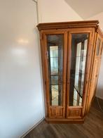 Grenenhouten Hoekvitrinekast, Huis en Inrichting, Kasten | Vitrinekasten, Ophalen, Gebruikt, 50 tot 100 cm, 25 tot 50 cm