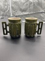 Vintage Keramische Mokken Set - Olijfgroen, Ophalen of Verzenden