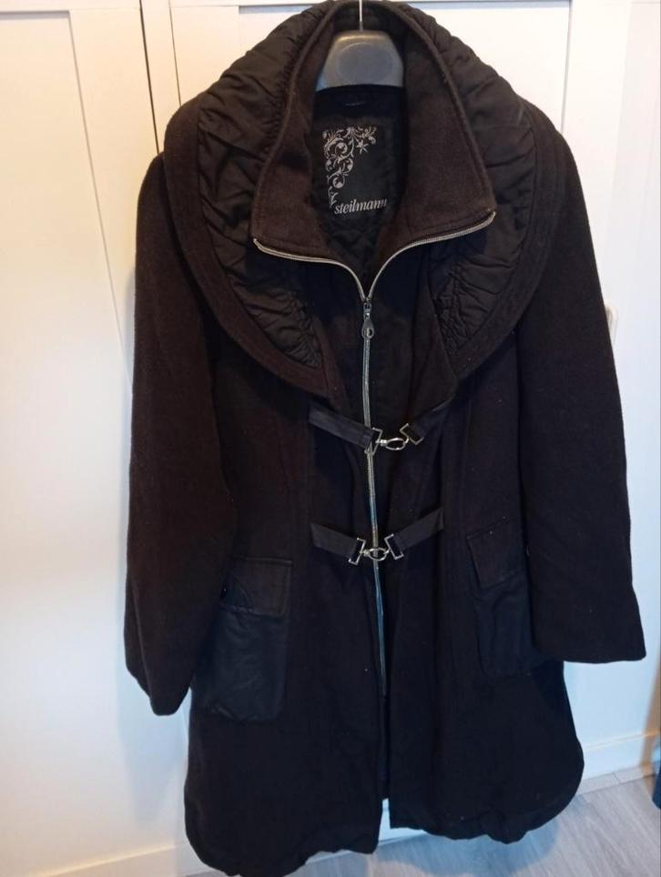 Zwarte winterjas steilmann, Kleding | Dames, Jassen | Winter, Gedragen, Maat 42/44 (L), Zwart, Ophalen of Verzenden
