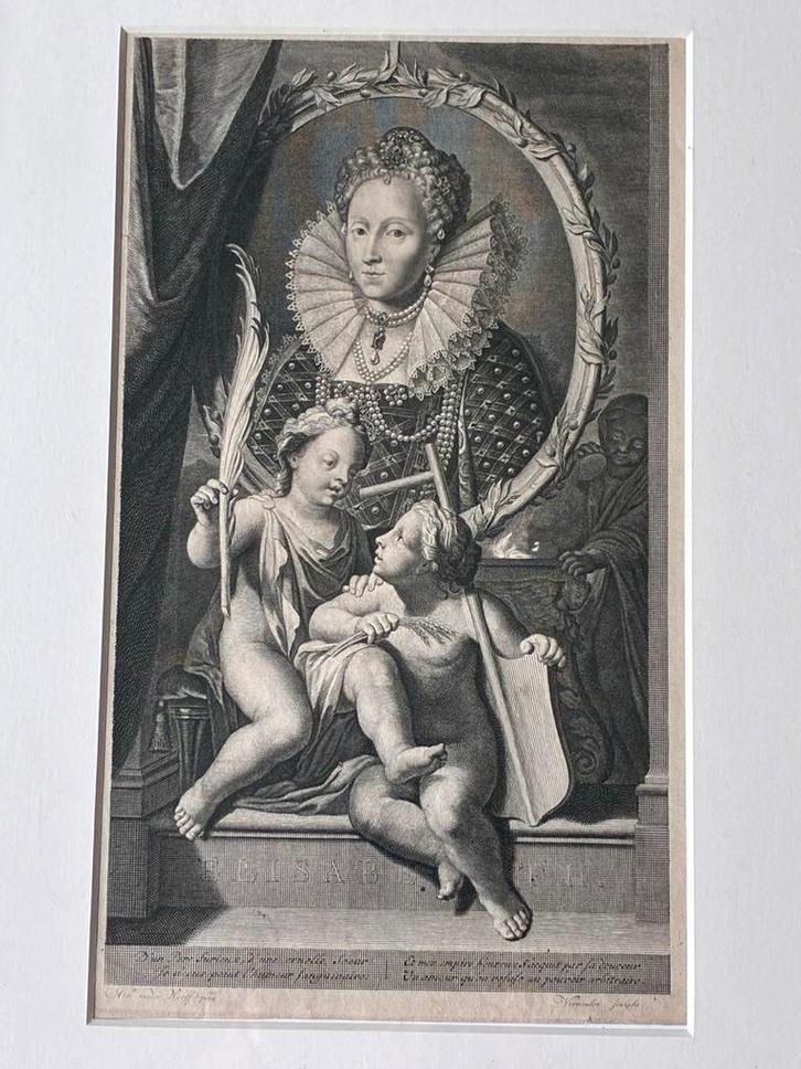 Gravure Koningin Elisabeth, Adriaen van der Werff, 1697, Antiek en Kunst, Kunst | Etsen en Gravures, Ophalen