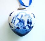 Kerstbal Hart 01 Delfts Blauw Merry Christmas met Molen, Diversen, Kerst, Ophalen of Verzenden