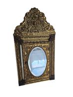 Antieke barokke wandspiegel incl. originele borstels, Ophalen of Verzenden, Rechthoekig, Minder dan 50 cm