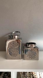 2  (grote) zilver kleurige windlichten, handgemaskt, Huis en Inrichting, Ophalen, Overige materialen, Overige kleuren, Zo goed als nieuw