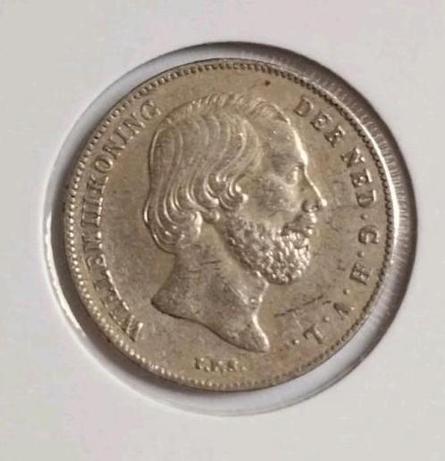 Zeer Fraaie Zilveren Halve (of 1/2) Gulden 1864 - Willem III, Postzegels en Munten, Munten | Nederland, Losse munt, ½ gulden, Koning Willem III