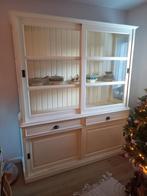 Mooie crème witte buffetkast met schuifdeuren, Ophalen, Gebruikt, 200 cm of meer, Glas